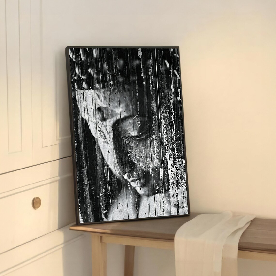 Monochrome Buddha Art Print, Serene Reflective India - Image 5