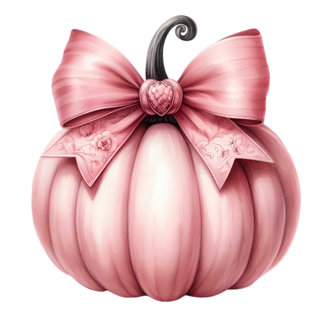 Elegant Pink Satin Bow Pumpkin Soft Pastel Autumn Decor Poster - Image 3