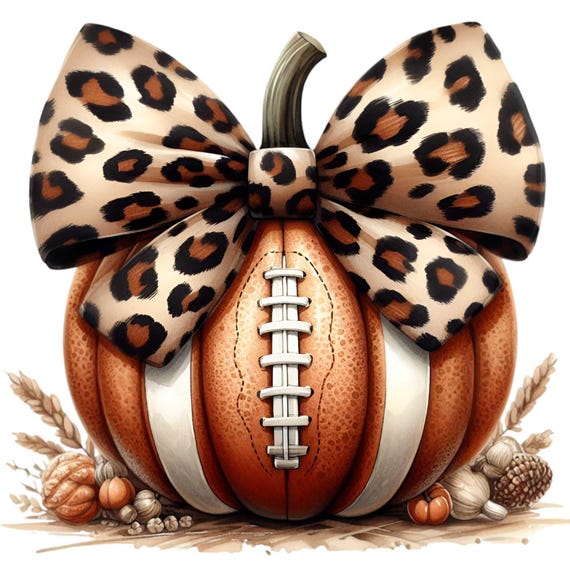 Leopard Print Bow Pumpkin Football Art Print