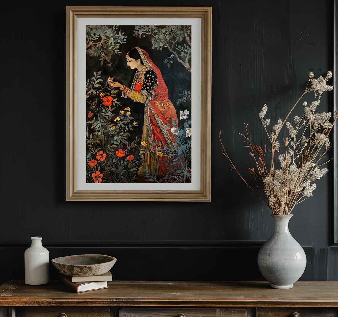 Raat Ki Rani Mughal-Inspired Indian Woman Art Print - Image 2