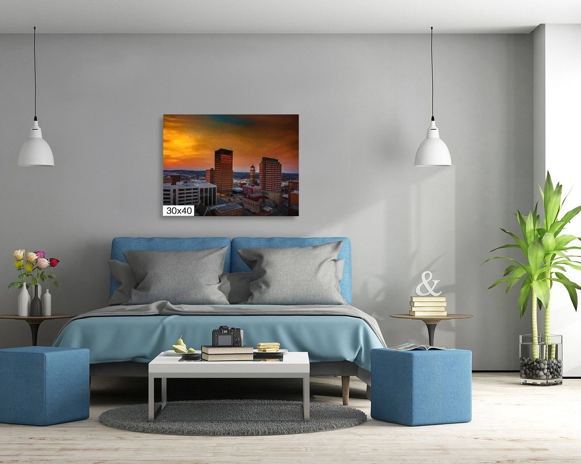 Bartlesville Oklahoma Skyline at Sunset Painterly Downtown Poster - Image 5