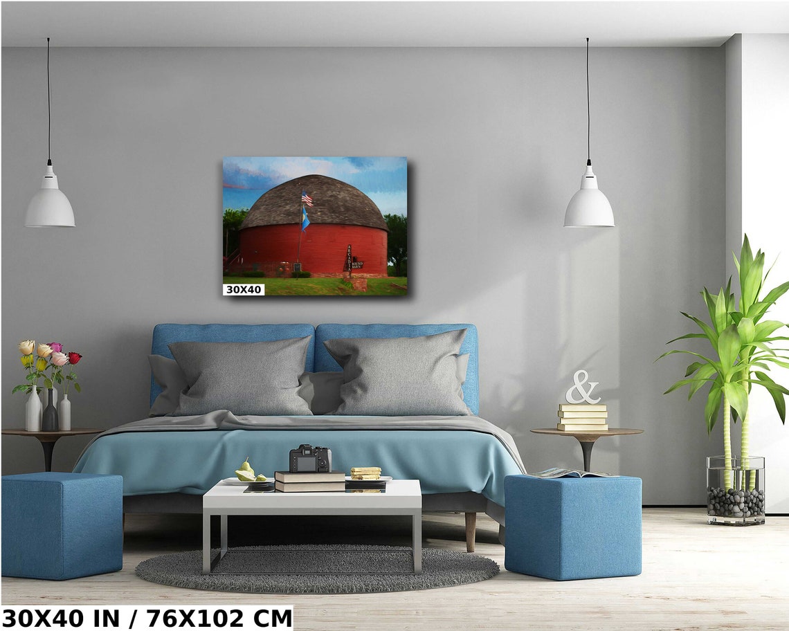 Arcadia Round Barn Route 66 Oklahoma Red Barn Flags View Poster - Image 5