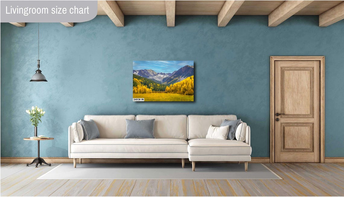 Colorado Mountain Valley Meadow Golden Aspens Snow Peaks Poster - Image 4