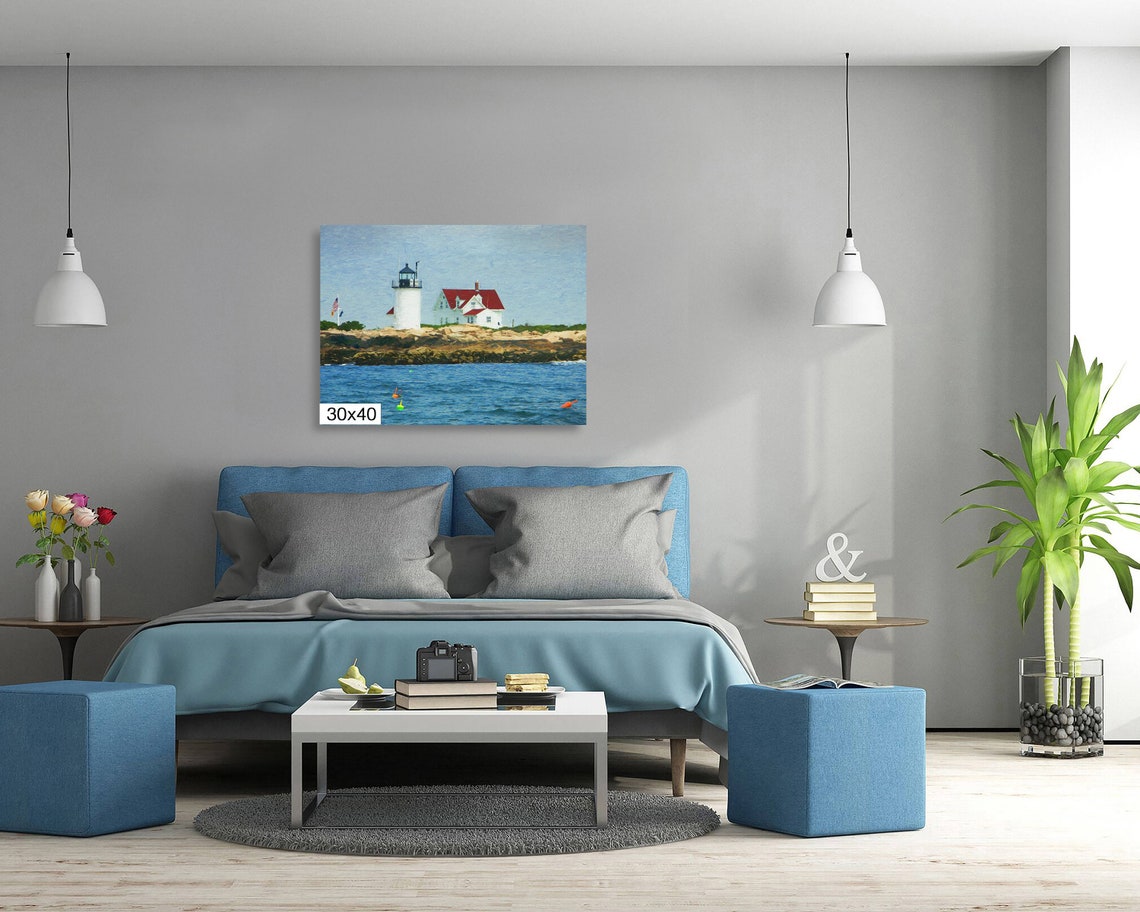 Classic White Lighthouse on Rocky Coast with Buoys Nautical Poster - Image 5