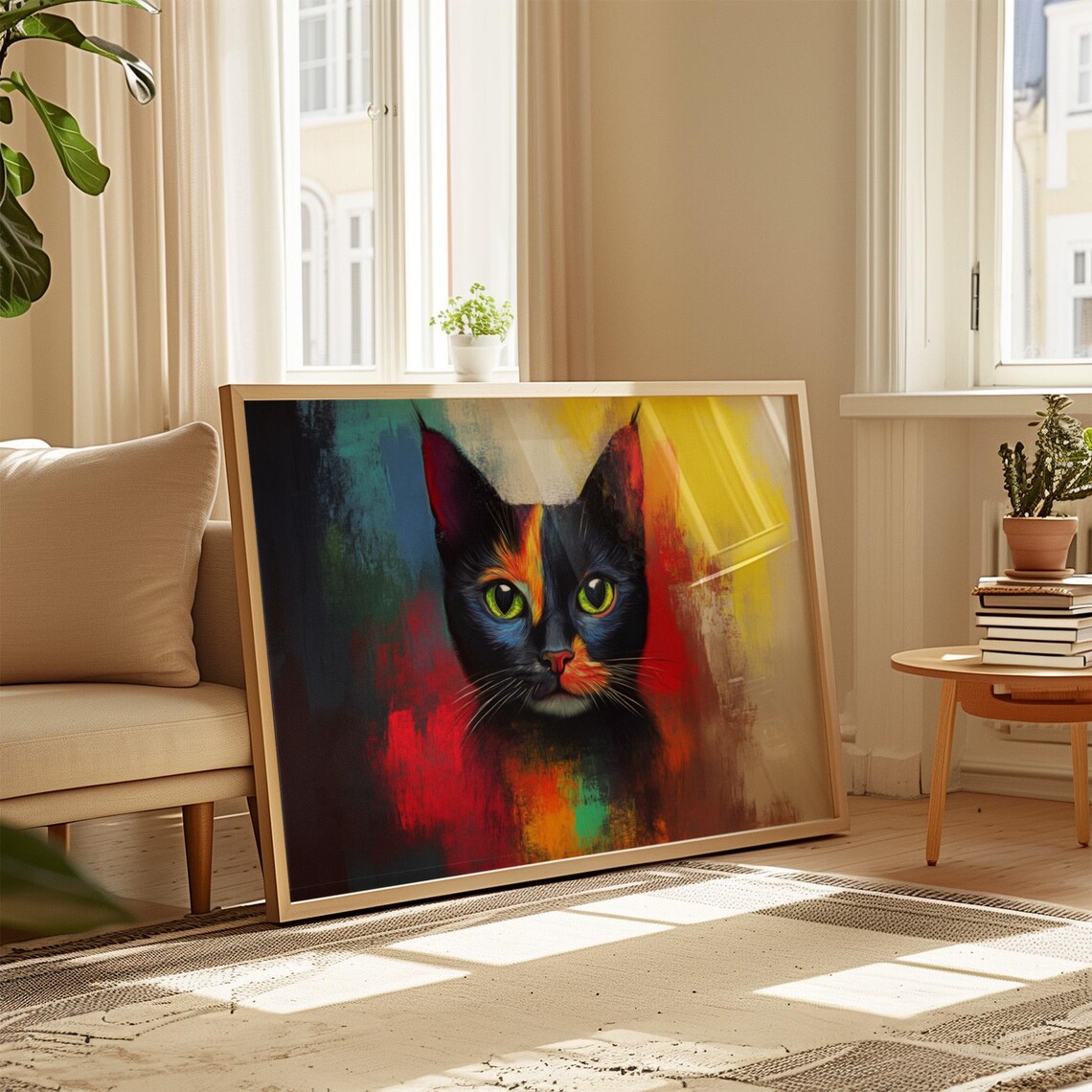 Cat Portrait Painting, Mexican Wall Art - Image 4