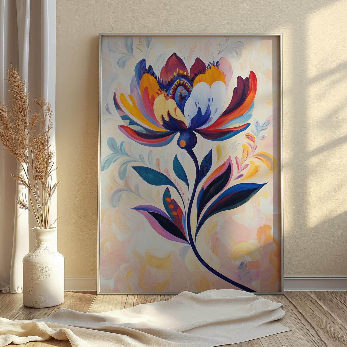 Pastel Fantasy Bloom Soft Cream Background Airy Floral Art Poster - Image 4