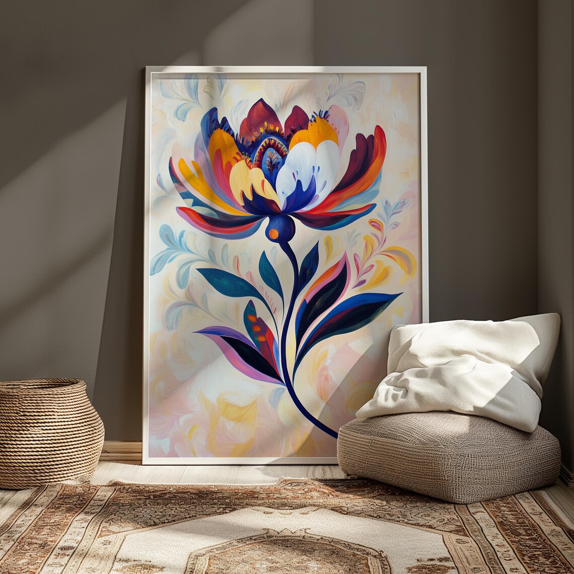 Pastel Fantasy Bloom Soft Cream Background Airy Floral Art Poster - Image 3
