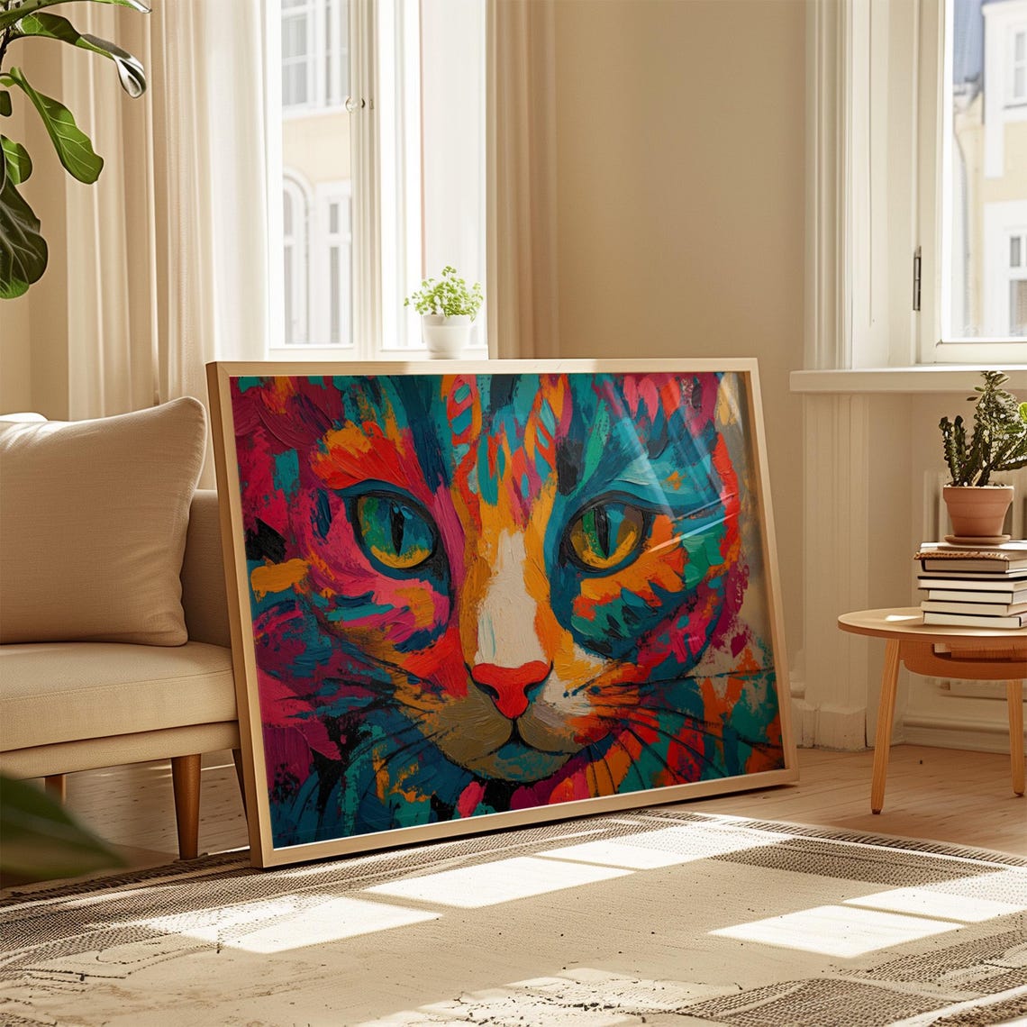 Cat Portrait Painting, Mexican Wall Art - Image 4