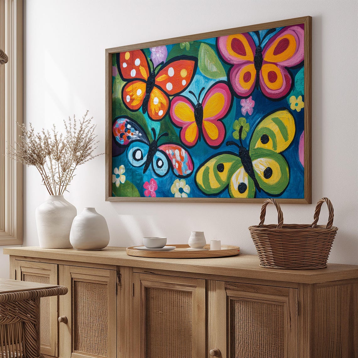 Print Butterfly Portrait Painting Mexican Wall Art New Listing 16