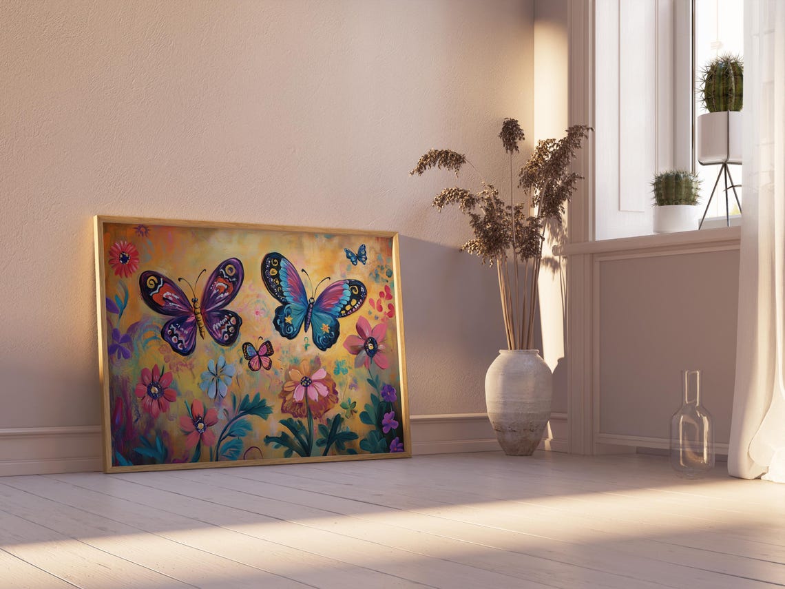 Print Butterfly Portrait Painting Mexican Wall Art New Listing 30 - Image 2