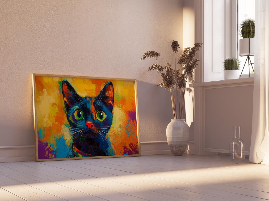Cat Portrait Painting, Mexican Wall Art - Image 2