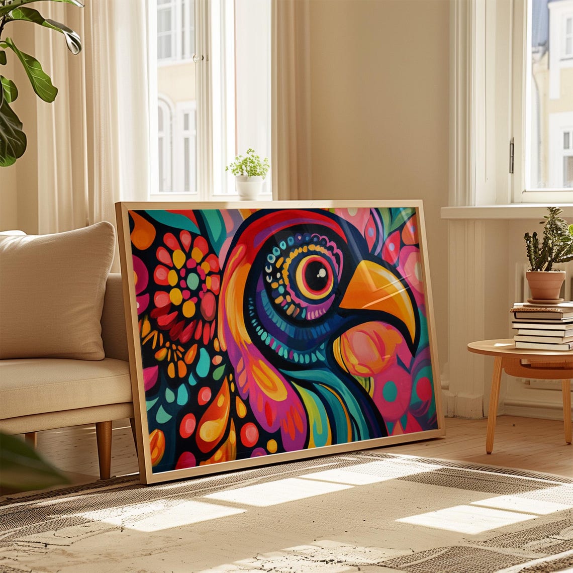 Toucan Head Close Up Big Yellow Beak Patterned Plumage Pop Art Print - Image 4