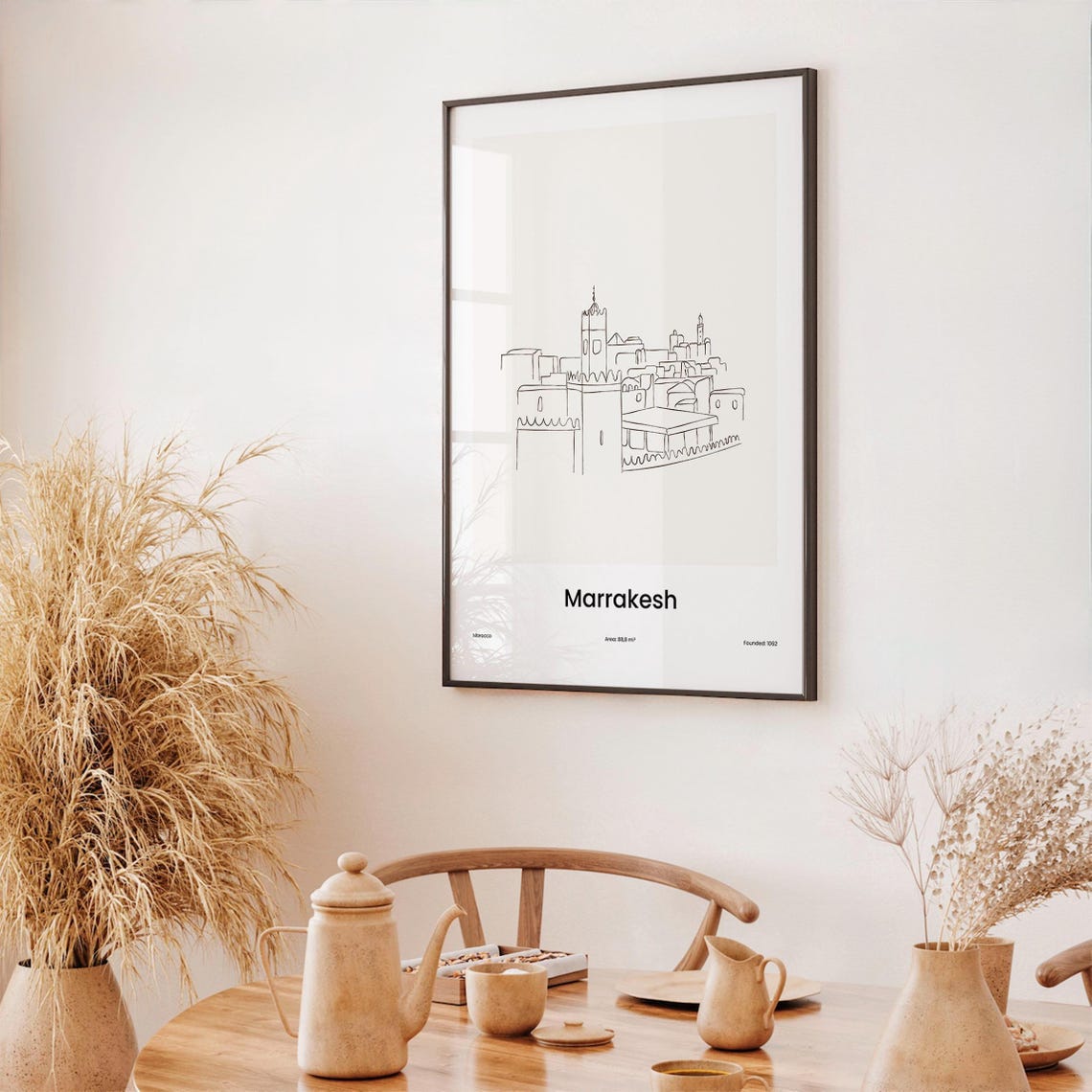 Marrakesh Morocco Minimalist Line Drawing Medina Skyline Poster - Image 3