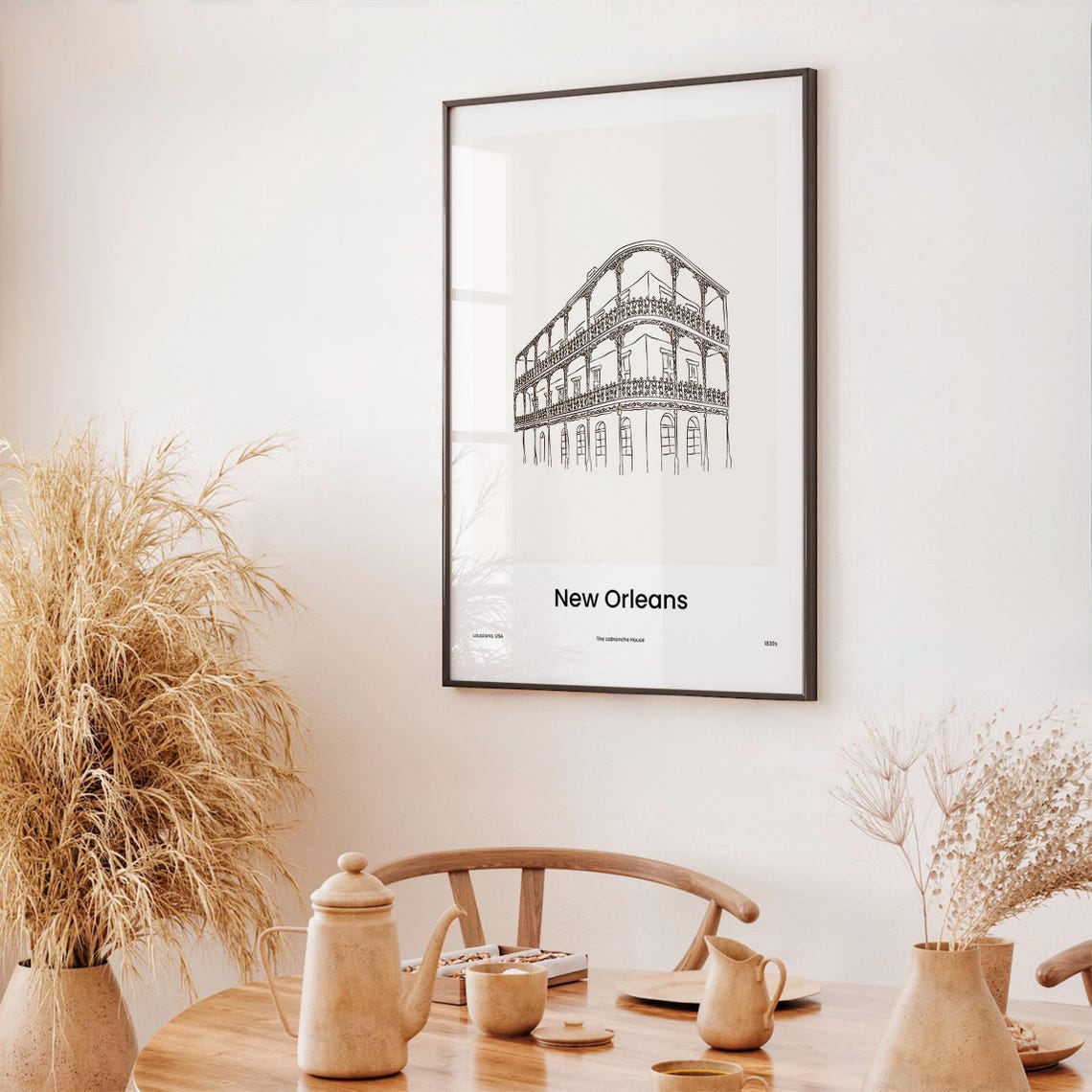 New Orleans Louisiana Historic Building Line Drawing Art Poster - Image 3