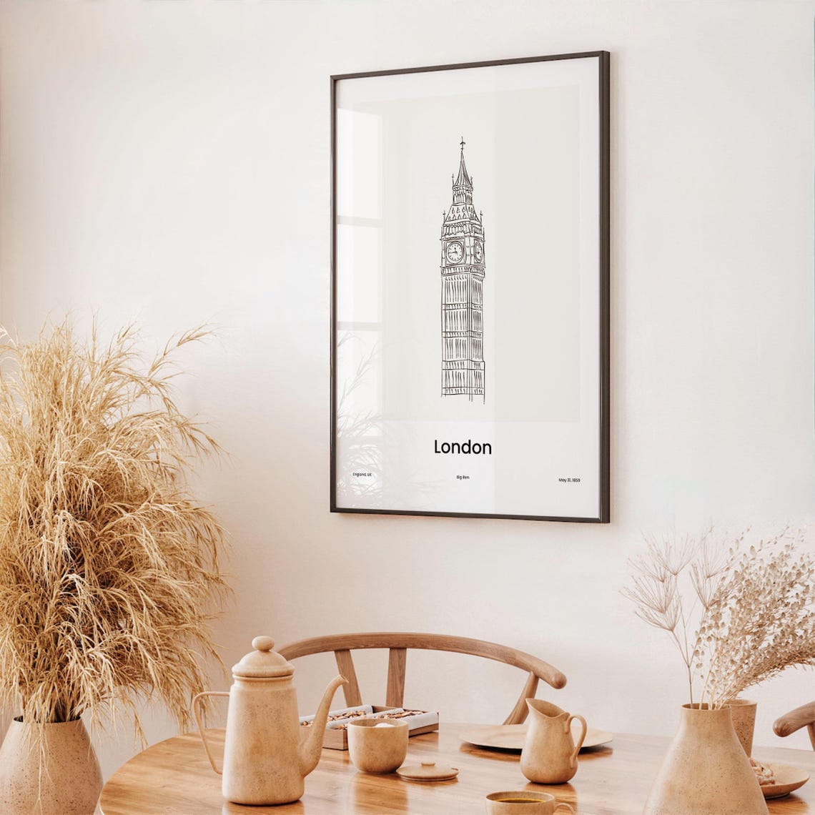 London Big Ben Clock Tower Minimalist Line Drawing Art Poster - Image 3
