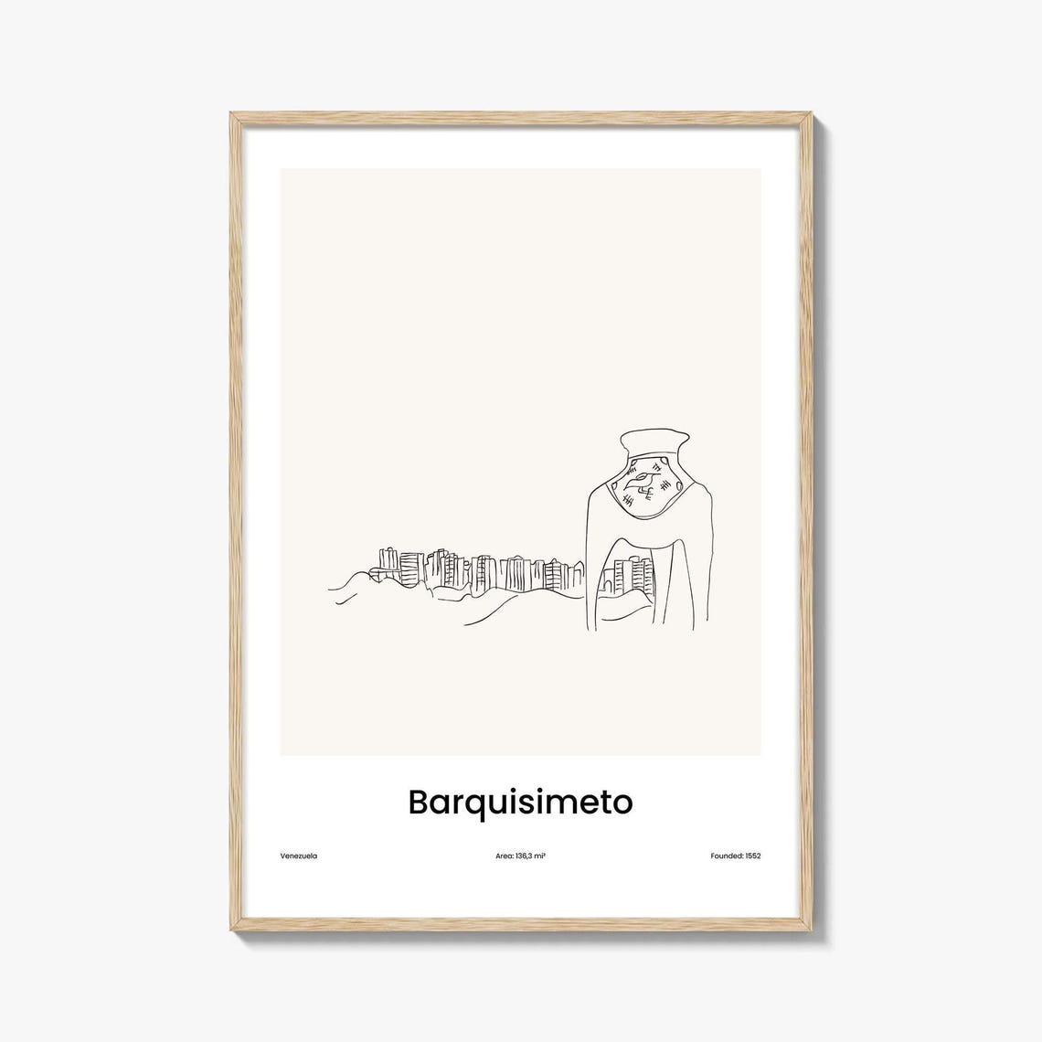 Barquisimeto Venezuela Minimalist Line Drawing Cityscape Art Poster
