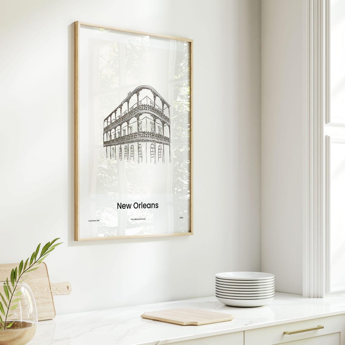 New Orleans Louisiana Historic Building Line Drawing Art Poster - Image 6