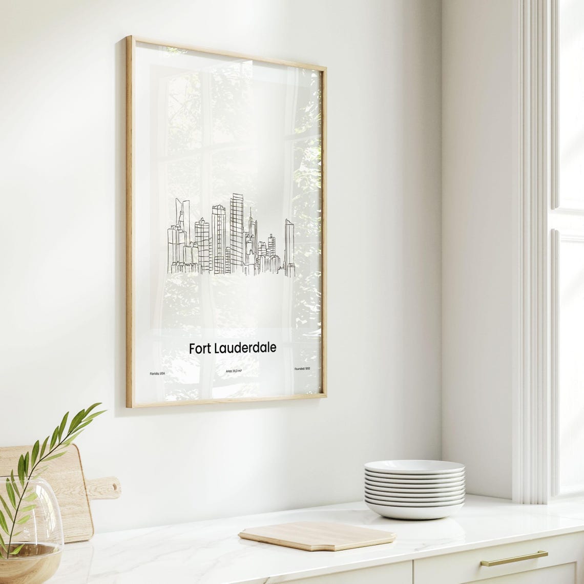 Fort Lauderdale Florida Minimalist Line Drawing Skyline Poster - Image 6