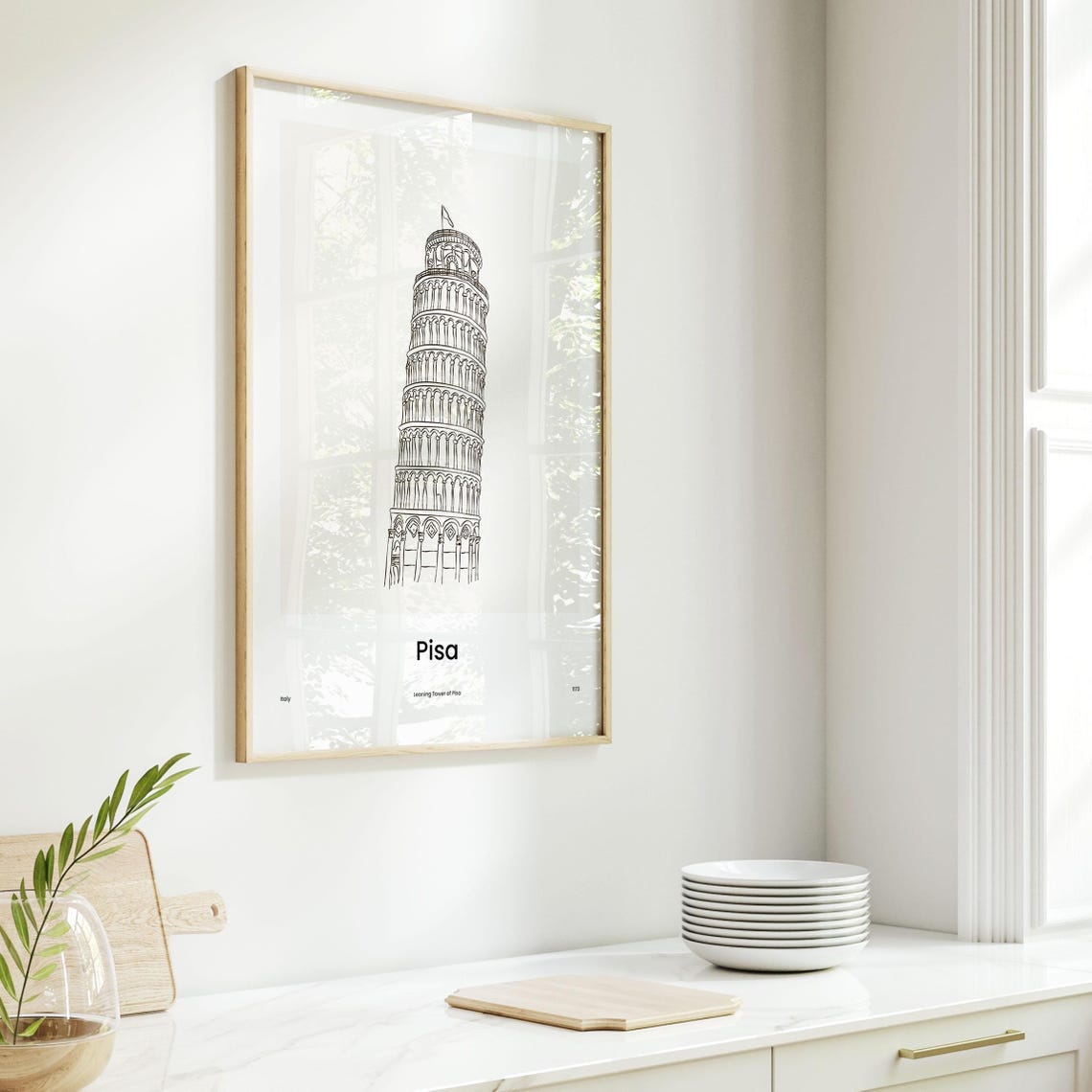 Pisa Italy Leaning Tower of Pisa Minimalist One Line Art Poster - Image 6
