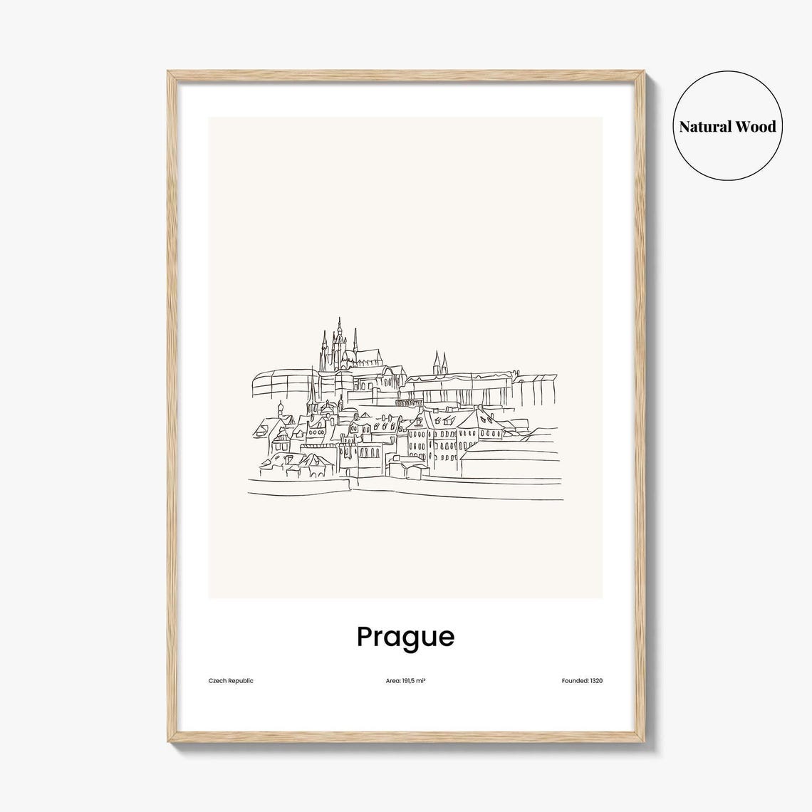 Prague Czech Republic Castle Minimalist Line Drawing Art Poster - Image 2