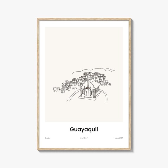 Guayaquil Ecuador Church Hill Minimalist Line Drawing Art Poster