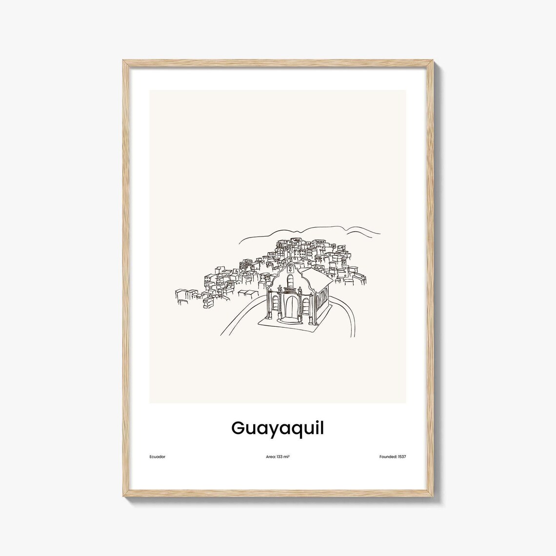 Guayaquil Ecuador Church Hill Minimalist Line Drawing Art Poster