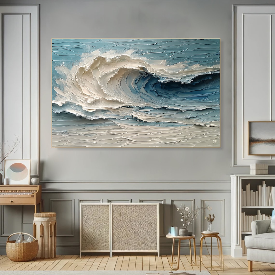 Blue Ocean Wave, Minimalist Contemporary Art Print - Image 6