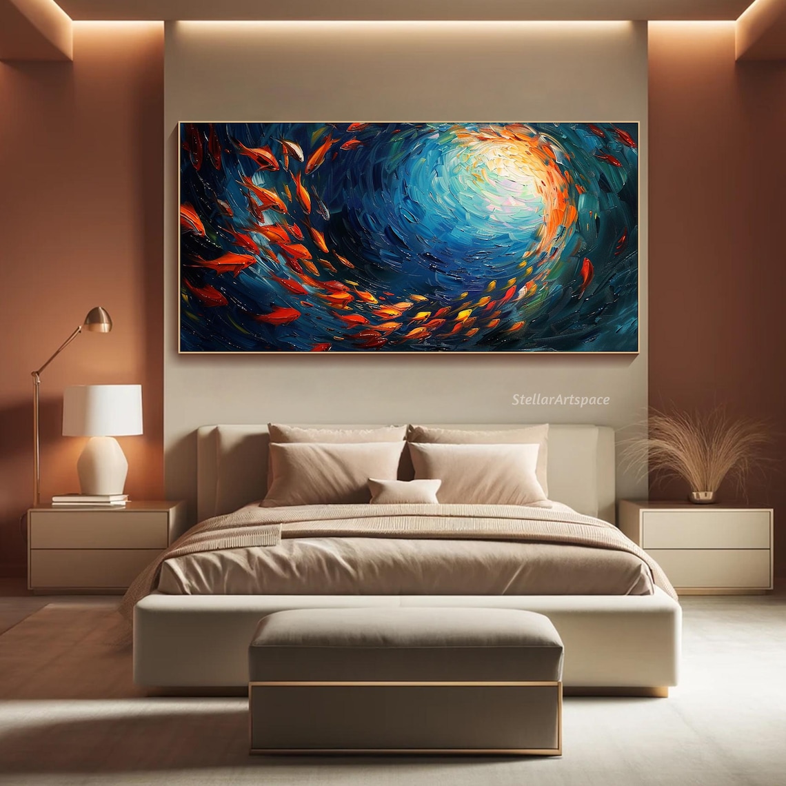 Fish Swarm Oil Painting, Abstract Ocean Art Print - Image 6