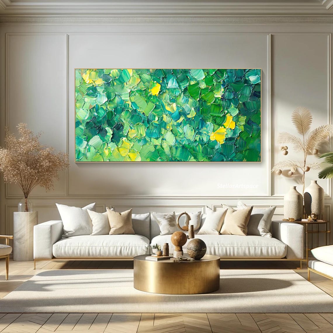 Green Yellow Abstract Impasto Texture Palette Knife Modern Art Poster - Image 5