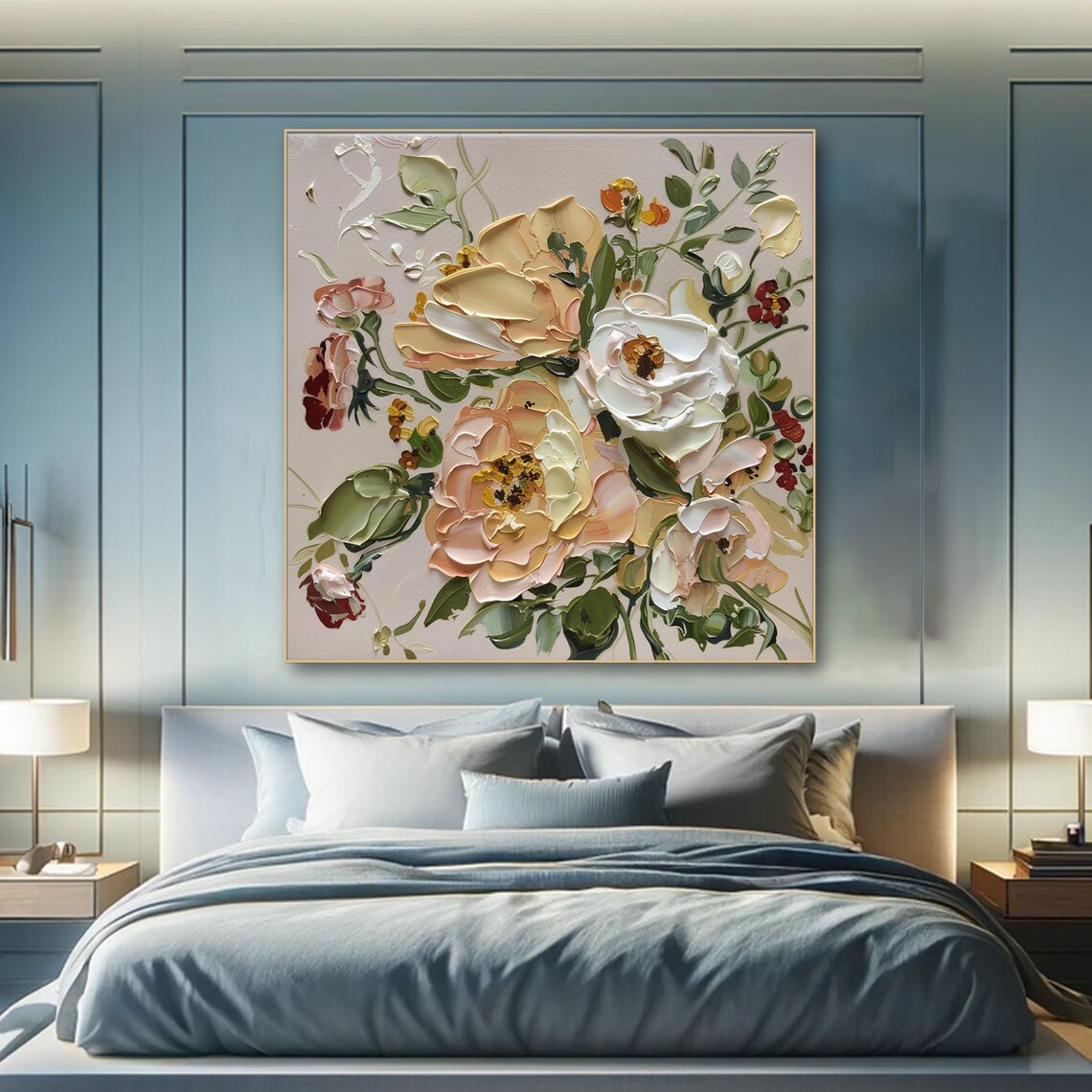 Romantic Blooms Neutral Tones Flower Art Print - Image 3