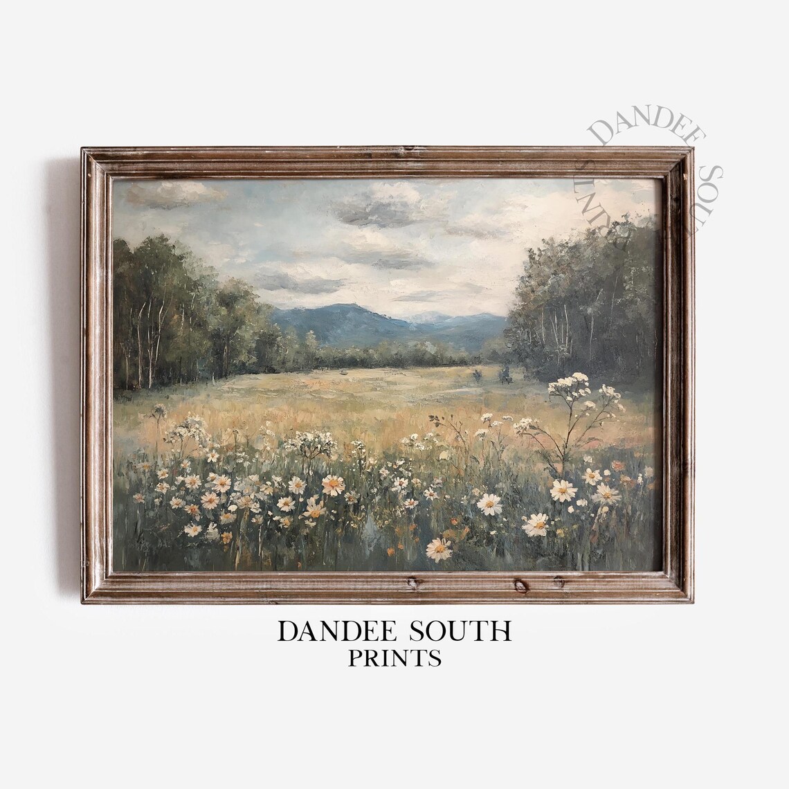 Wildflowers Country Field Scene, Vintage Art Print