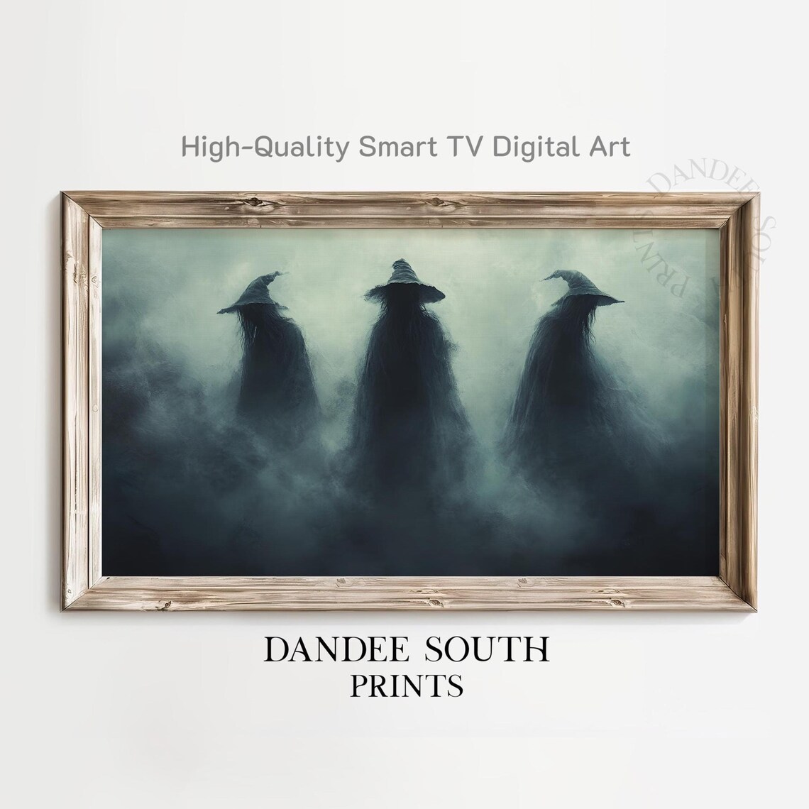 Three Witches in Misty Fog Dark Spooky Halloween Painting Poster