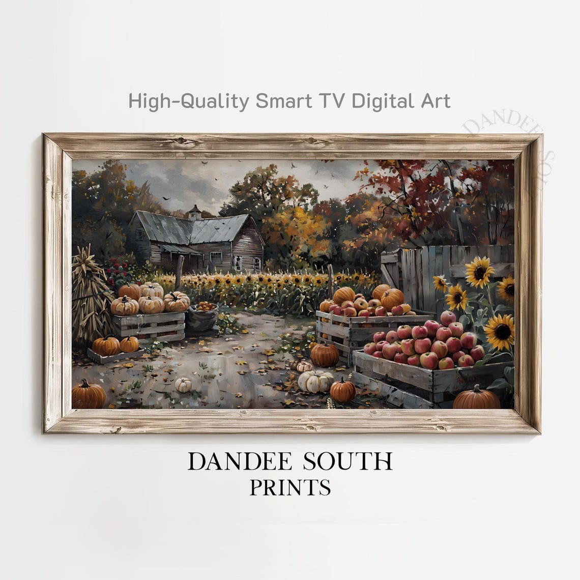 Autumn Pumpkin Patch Farm Stand with Barn Fall Harvest Scene Poster