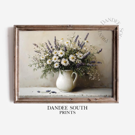 Floral Still Life Wall Art Rustic Farmhouse Decor Vintage Botanical Neutral Flowers 244
