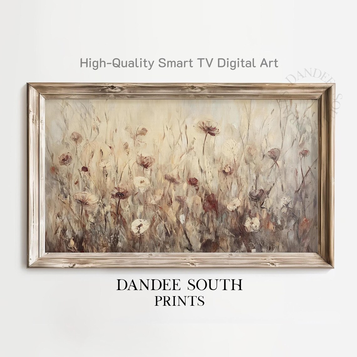 Beige Dried Wildflower Field Impressionist Painting Art Print