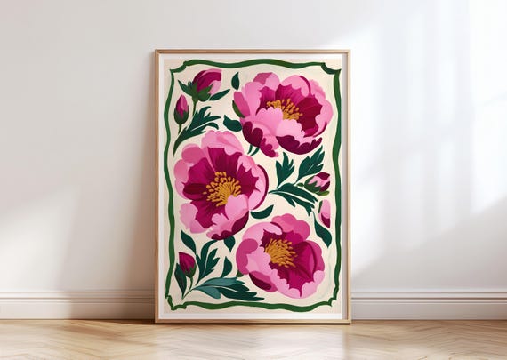Peony Abstract Floral Art Print, Summer Flowers