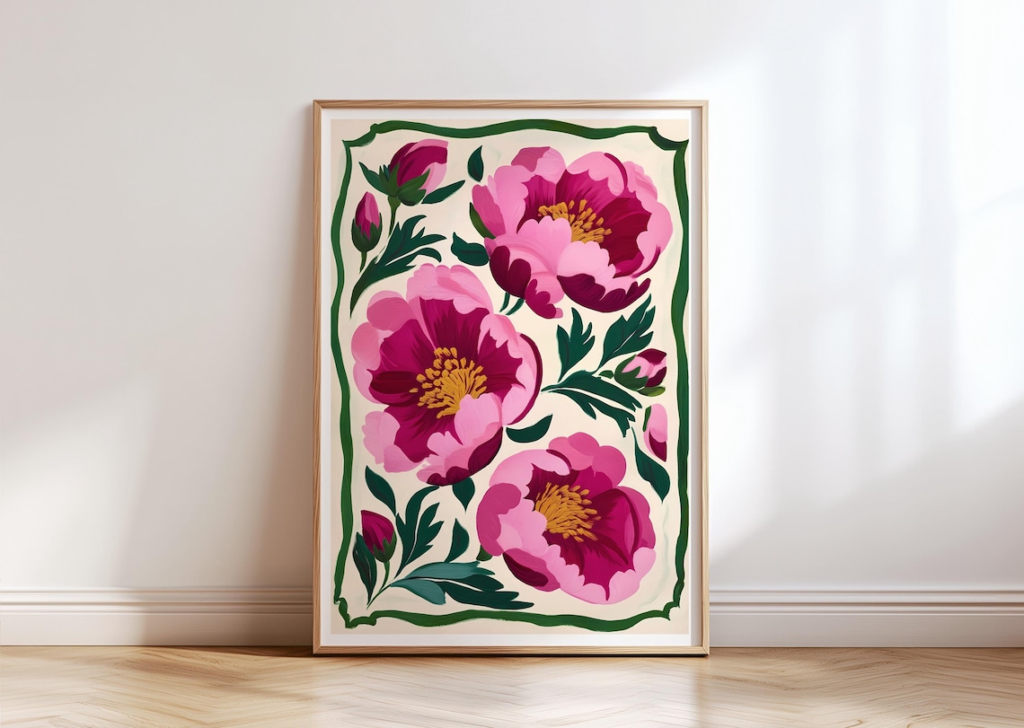 Peony Abstract Floral Art Print, Summer Flowers