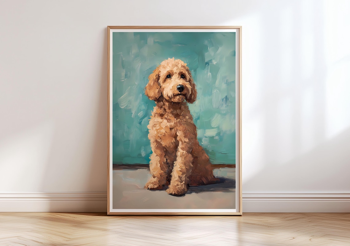Goldendoodle Country Dog Portrait Wall Art Print