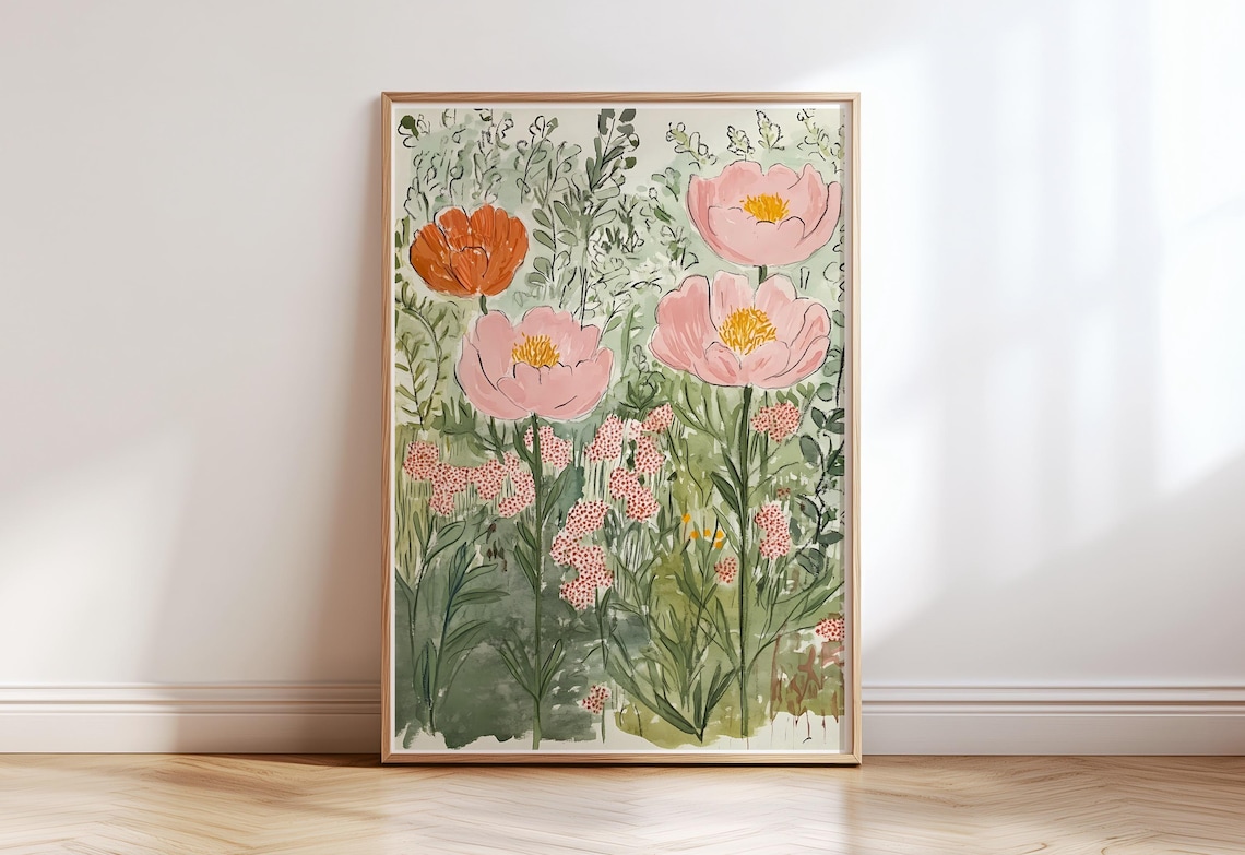 Summer Flowers Field Modern Floral Art Print