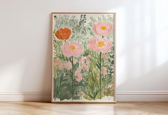 Summer Flowers Field Modern Floral Art Print