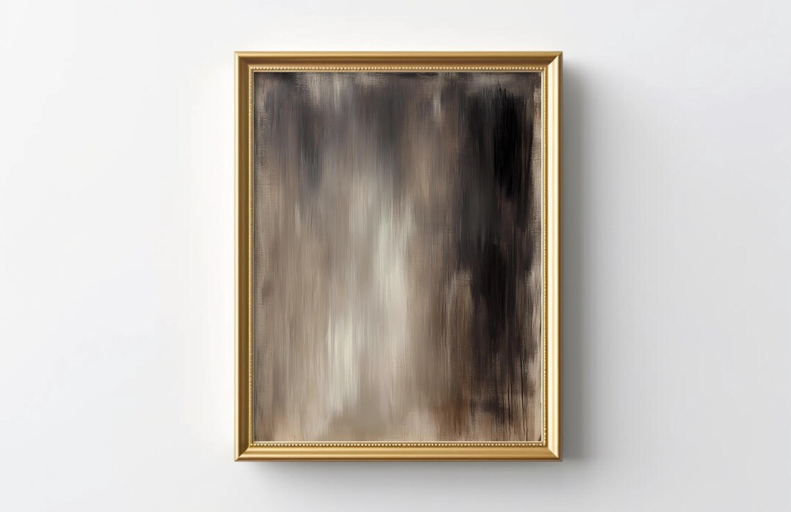 Earthly Brown Abstract Print Moody Vintage Textural Painting