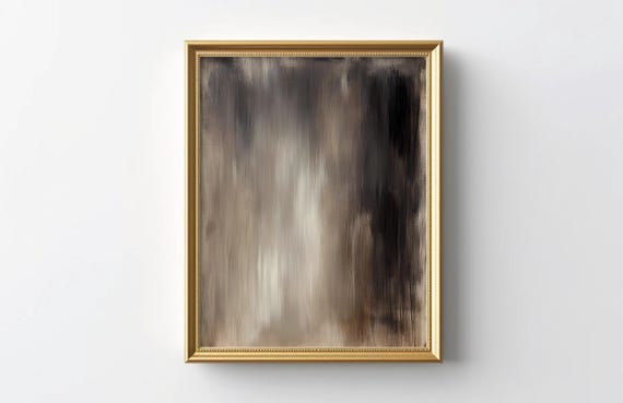 Earthly Brown Abstract Print Moody Vintage Textural Painting