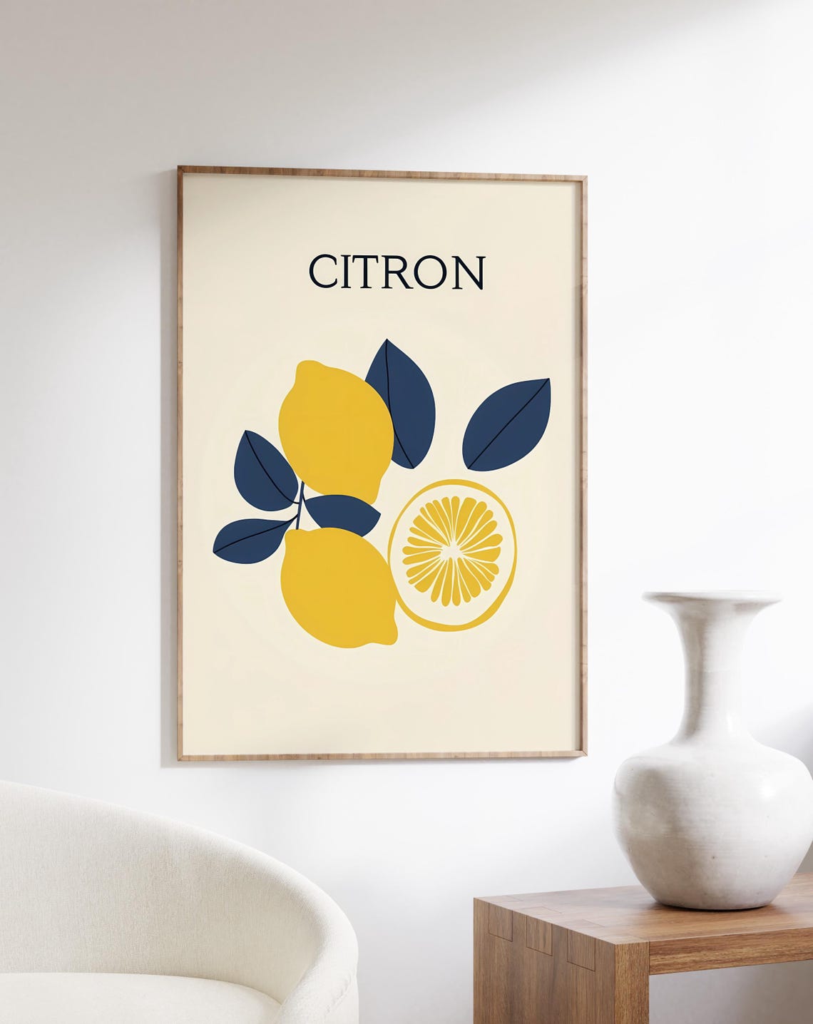 French Citron Lemon Typography Modern Minimalist Kitchen Art Print