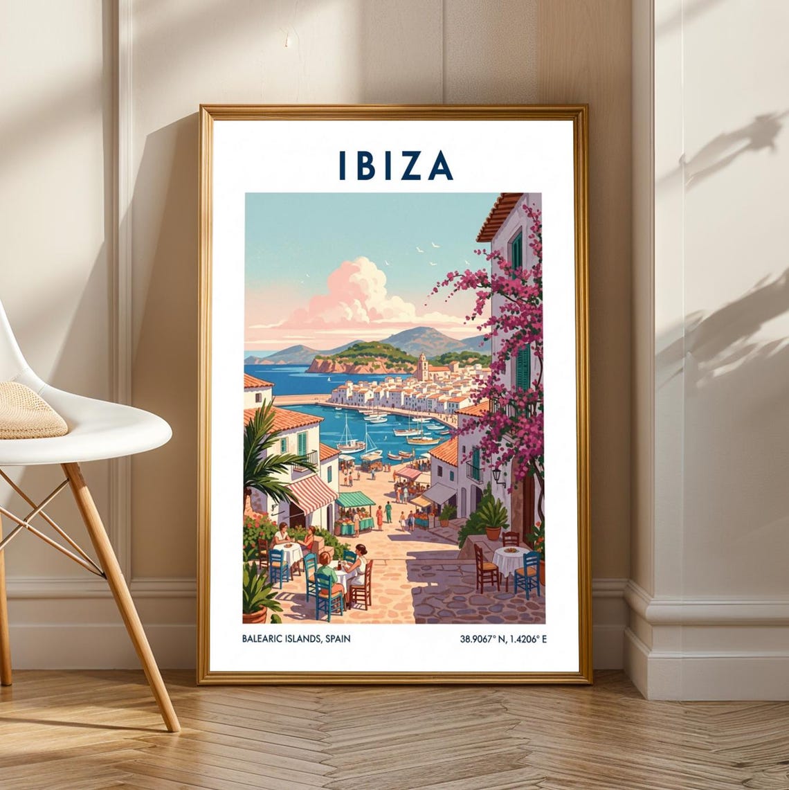 Ibiza Balearic Islands Harbor Mediterranean Vintage Travel Poster