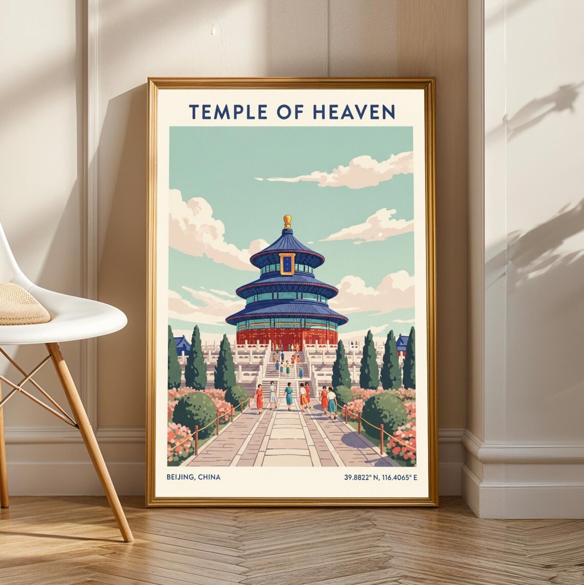 Temple of Heaven Beijing China Blue Pagoda Vintage Travel Poster