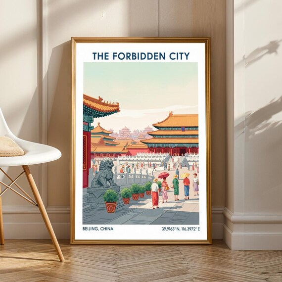 The Forbidden City Beijing Chinese Palace Vintage Travel Poster
