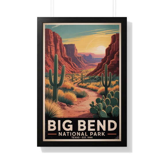 Big Bend National Park Texas Desert Cactus Sunset Travel Poster