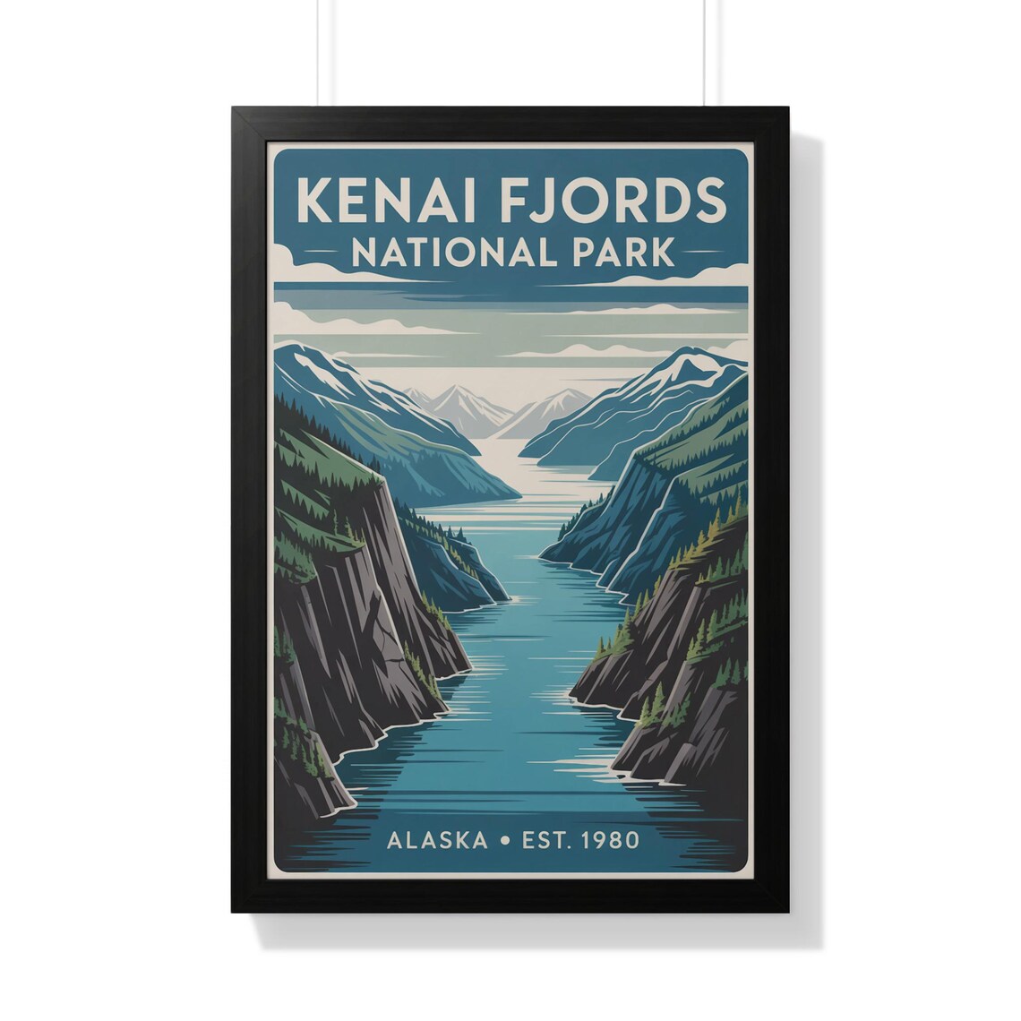 Kenai Fjords National Park Alaska Mountain Fjord Travel Poster