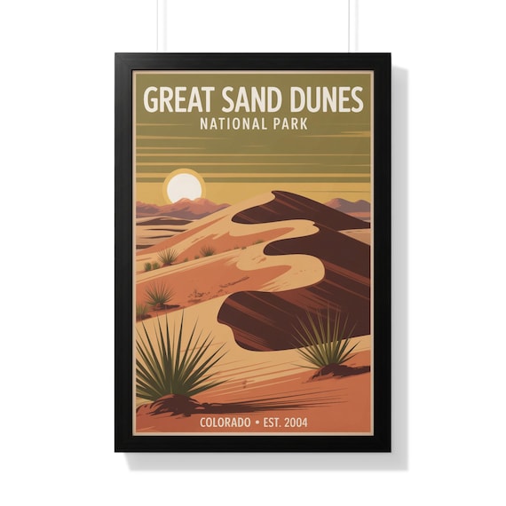 Great Sand Dunes National Park Colorado Desert Sunset Vintage Poster