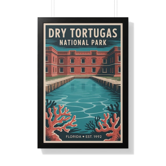 Dry Tortugas National Park Florida Coral Reef Vintage Travel Poster